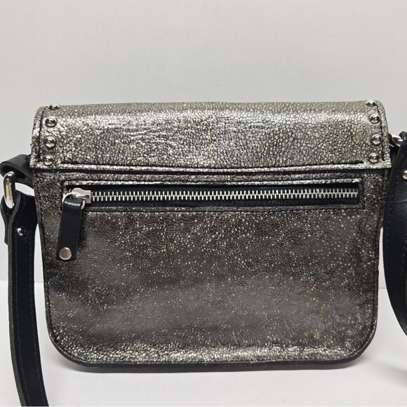 SAS Portrait Collection Studded Leather Crossbody Bag Pewter Metallic - Picture 2 of 10